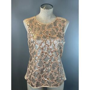 Rebecca Taylor Sequined Camouflage Shell in Nude Size 6